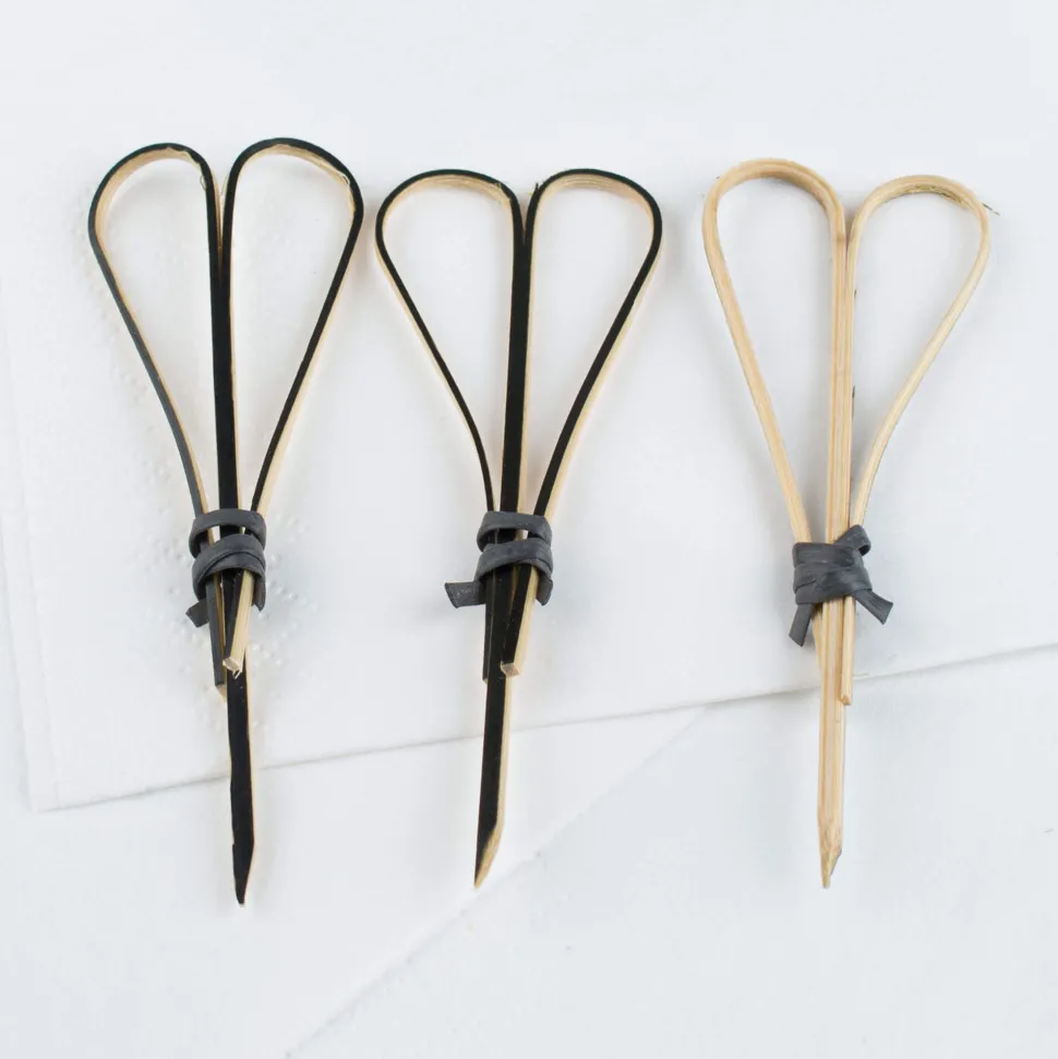 Bambusspieße Herzform, beige-schwarz - 9cm (100 Stk.)