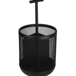 Besteckbehälter mit Griff, 3 Fächer, schwarz - 25x12cm