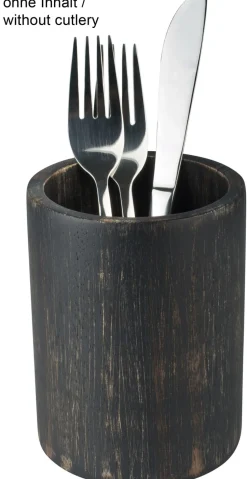 Besteckhalter Akazienholz schwarz/washed - 10x13,2cm