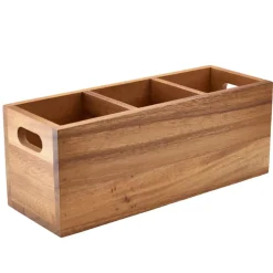 Besteckhalter mit 3 Fächern, Akazienholz - 30x11x11,5cm