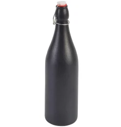 Bügelflasche Steingut, schwarz - 1,0l (6 Stk.)