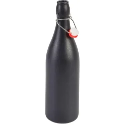 Bügelflasche Steingut, schwarz - 1,0l (6 Stk.)