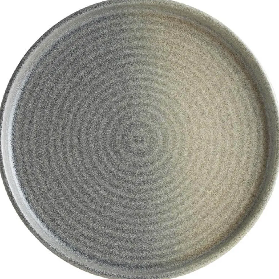 Bonna Hornfels Ripple Teller flach 28cm grau - 6 Stück