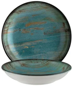 Bonna Madera Mint Bloom Teller tief 28cm blau - 6 Stück