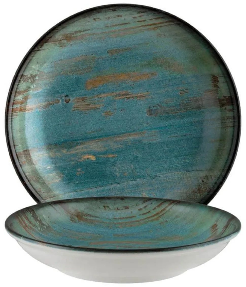 Bonna Madera Mint Bloom Teller tief 28cm blau - 6 Stück