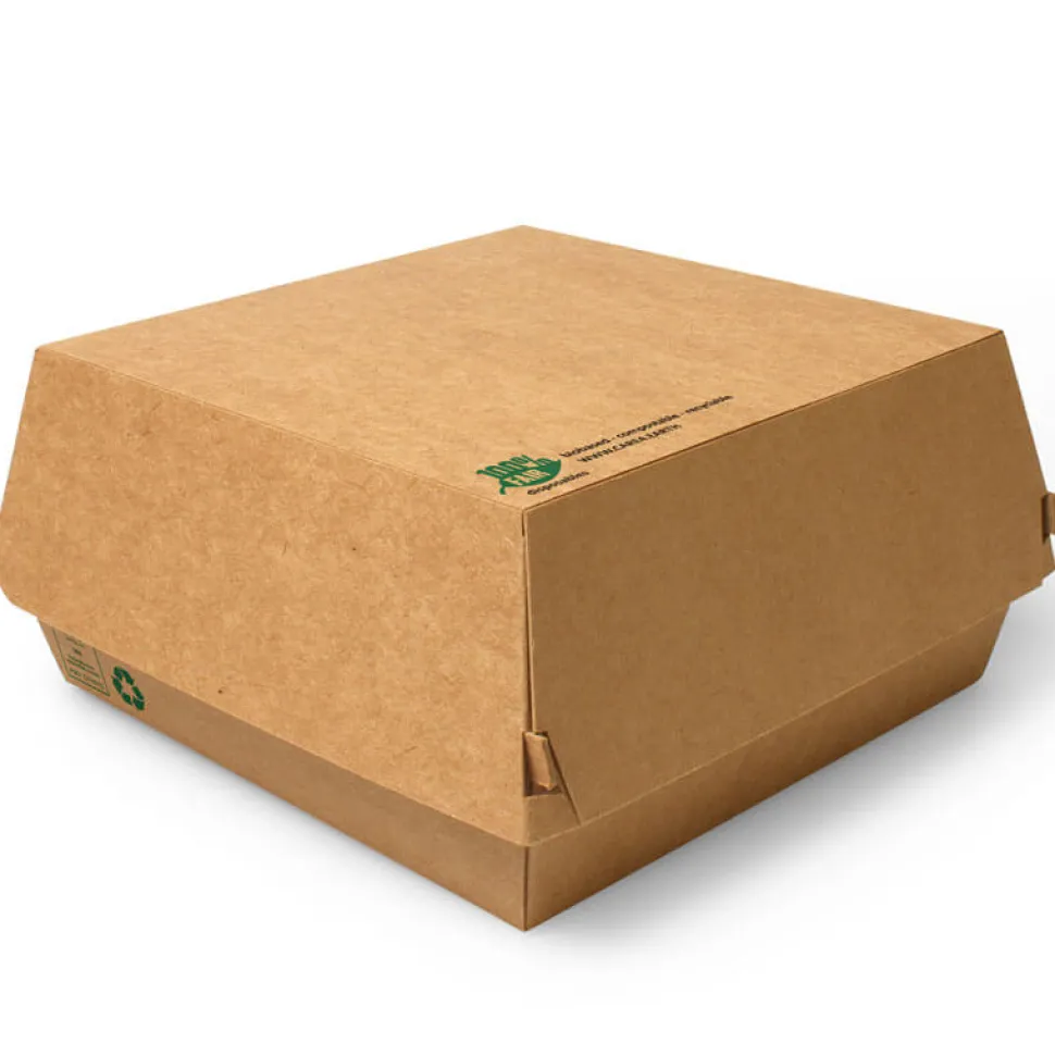 Burgerbox XXL, Pappe braun - 9x18,5x18,5cm (25 Stk.)