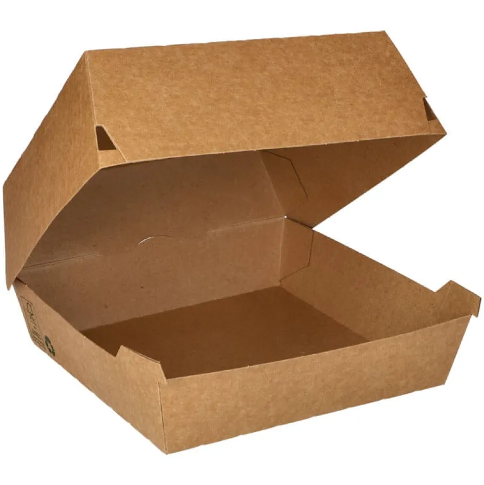 Burgerbox XXL, Pappe braun - 9x18,5x18,5cm (25 Stk.)