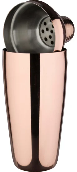 Cocktail Shaker, Edelstahl kupferfarben, dreiteilig, 700ml - B-Ware