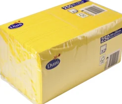 Cocktailservietten Duni, Zellstoff, 3-lag., 24x24cm - gelb (250 Stk.)