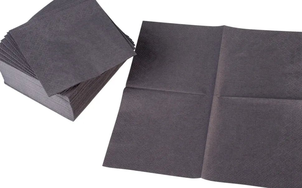Cocktailservietten, 24x24cm, 1/4 Falz, 2-lagig - schwarz (300 Stk.)