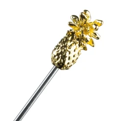 Cocktailspieße Ananas, Metall goldfarben - 11,6cm (10 Stk.)
