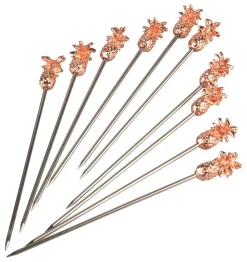 Cocktailspieße Ananas, Metall kupferfarben - 11,6cm (10 Stk.)