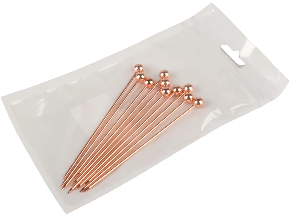 Cocktailspieße Kugel, Metall kupferfarben - 10,8cm (10 Stk.)