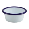 Dipschale Emaille 90ml flach - weiß mit blauem Rand
