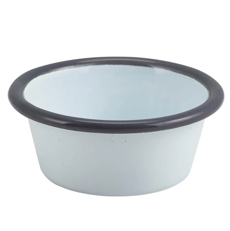Dipschale Emaille 90ml flach - weiß mit grauem Rand (12 Stk.)