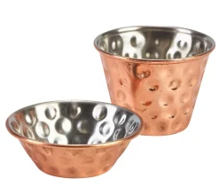 Dipschale mit Rollrand, Edelstahl gehämmert kupferfarben - 43ml