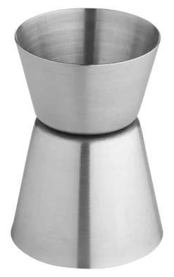 Doppelmessbecher, gebürstet - Edelstahl (15ml/30ml)