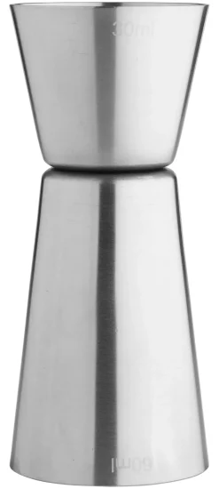 Doppelmessbecher, gebürstet - Edelstahl (30/60ml)