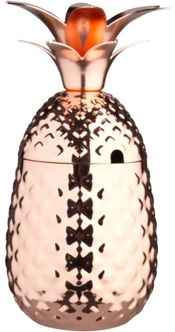 Edelstahlbecher "Ananas" mit Deckel, Kupfer-Look - 500ml