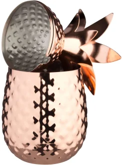 Edelstahlbecher "Ananas" mit Deckel, Kupfer-Look - 500ml