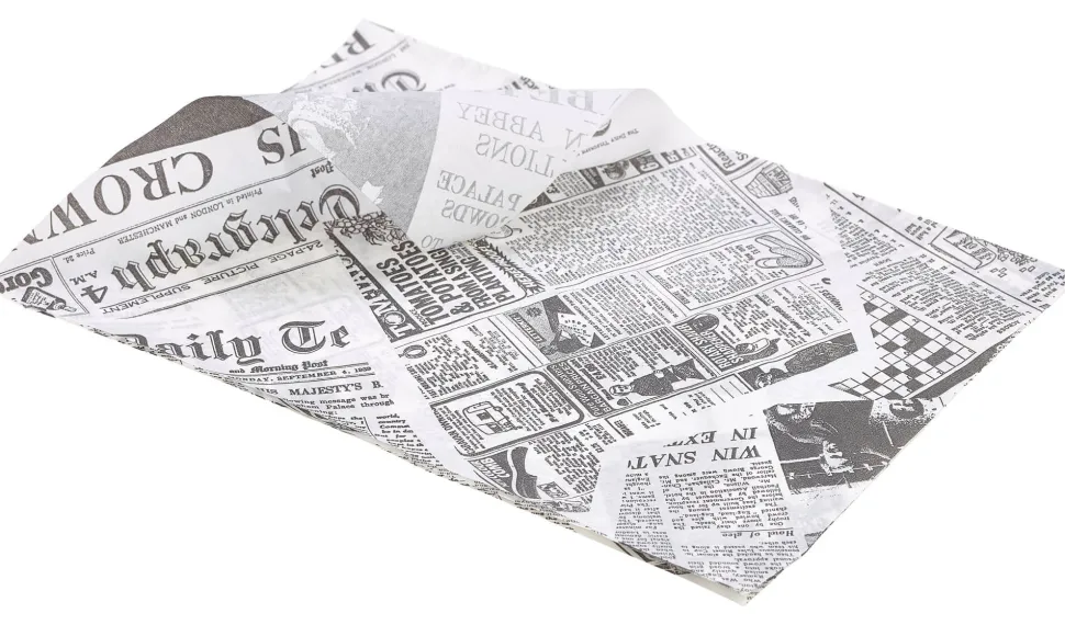 Einschlagpapier fettdicht, Newspaper weiß - 35x25cm (1000 Stk.)