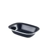 Emaille-Schüssel rechteckig, schwarz mit weißem Rand - 20 x 15 x 4,5 cm (12 Stk.)