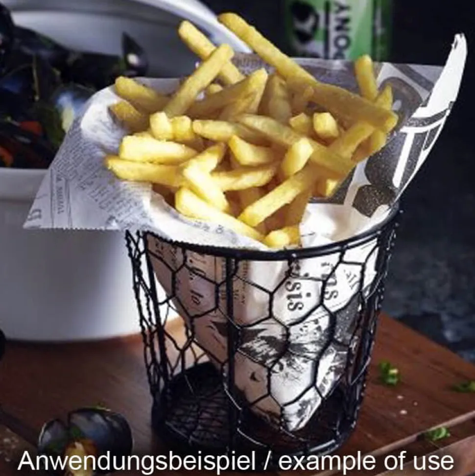 Fettdichte Papiertüten, Zeitungsdruck weiß - 17,5x17,5cm (1000 Stk.)