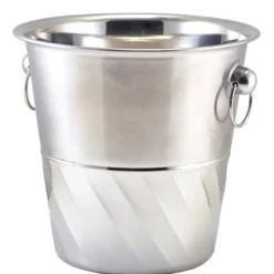 Flaschenkühler / Weinkühler, Edelstahl Wirbelmuster, mit Ringgriffen - 20x21cm