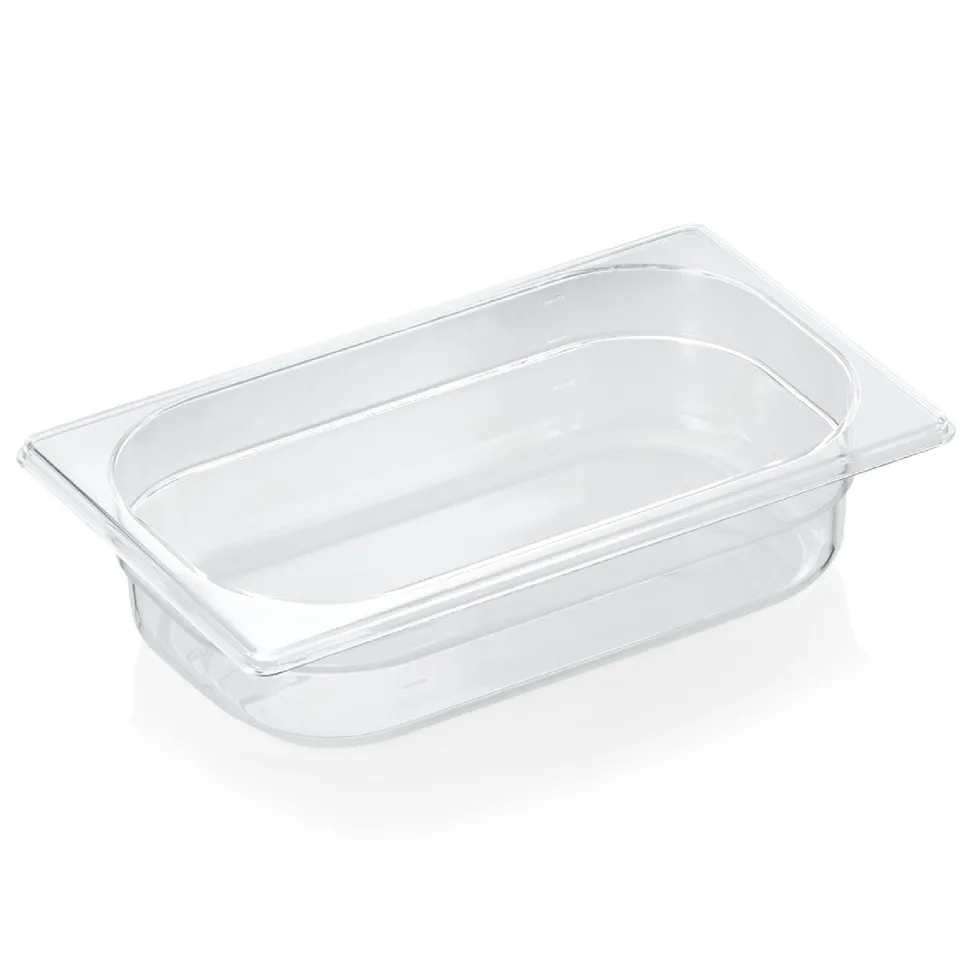 GN 1/4 Behälter mit Skalierung, Polycarbonat transparent - H 6,5cm (Serie GN 94)