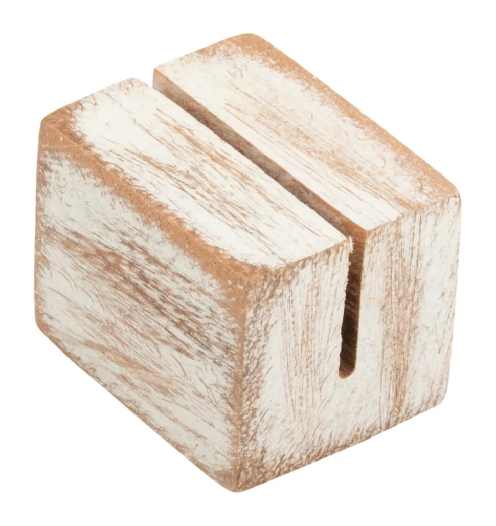 Kartenhalter Holz mini, white wash - 3x2,5x2,5cm