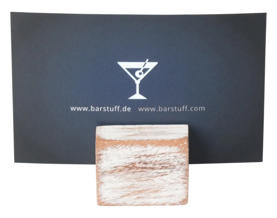 Kartenhalter Holz mini, white wash - 3x2,5x2,5cm