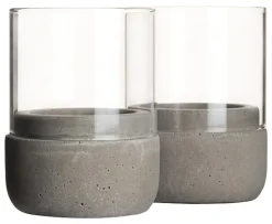 Kerzenhalter / Windlicht, Beton und Glas - 8x6cm (2 Stk.)