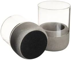 Kerzenhalter / Windlicht, Beton und Glas - 8x6cm (2 Stk.)