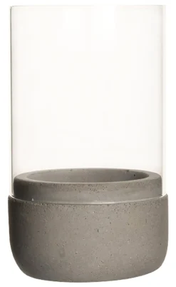Kerzenhalter / Windlicht, Beton und Glas - 13x7,5cm