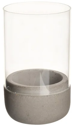 Kerzenhalter / Windlicht, Beton und Glas - 13x7,5cm