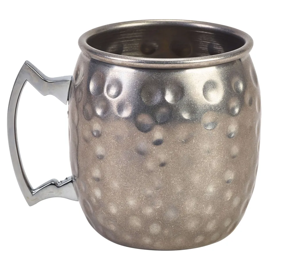 Moscow Mule Becher, Vintage Edelstahl gehämmert - 400ml