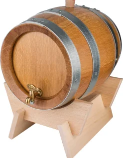 Schnapsfass, Eiche Natur, verzinkte Fassreifen, Messinghahn - 5l