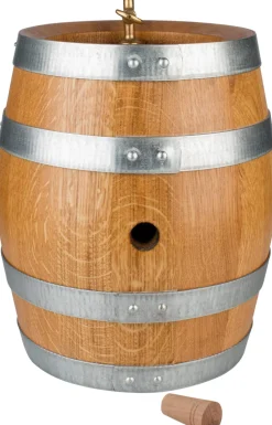 Schnapsfass, Eiche Natur, verzinkte Fassreifen, Messinghahn - 5l