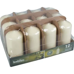 Stumpenkerzen, Bolsius, 30 Std., 11,8x5,8cm - elfenbeinfarben (12 Stk.)