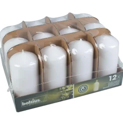 Stumpenkerzen, Bolsius, 30 Std., 11,8x5,8cm - weiß (12 Stk.)