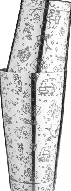 Tin on Tin Shaker Tattoo, gewichtet, Urban Bar - Edelstahl (750ml)