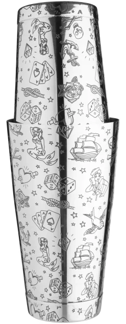 Tin on Tin Shaker Tattoo, gewichtet, Urban Bar - Edelstahl (750ml)