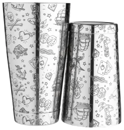 Tin on Tin Shaker Tattoo, gewichtet, Urban Bar - Edelstahl (750ml)