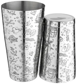 Tin on Tin Shaker Tattoo, gewichtet, Urban Bar - Edelstahl (750ml)