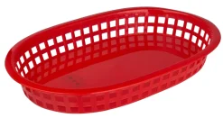 Tischkorb rot, PE, oval - 27x17,5x3,5cm