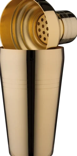 3-tlg. Cocktail Shaker Yukiwa Baron, goldfarben - 410ml