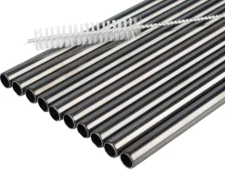 Trinkhalme, Edelstahl (8x215mm), schwarz GMB - 10 Stk.-Set mit Reinigungsbürste