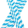 Trinkhalme, Papier (6x195mm) - blau-weiß gestreift (100 Stk.)