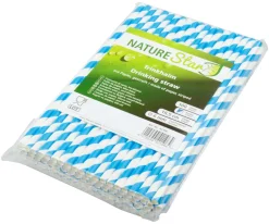 Trinkhalme, Papier (6x195mm) - blau-weiß gestreift (100 Stk.)
