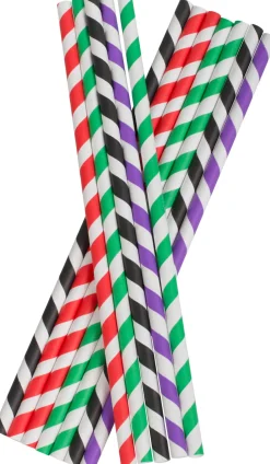 Trinkhalme, Papier (8x255mm) - bunt gestreift